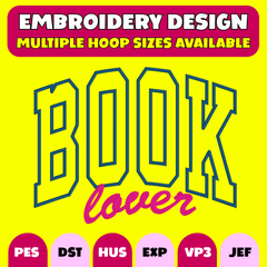 📚Book Lover Embroidery Design – Digital Download