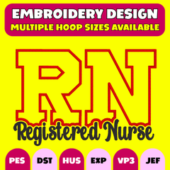 ❤️🩺 RN Registered Nurse Embroidery Design – Digital Download