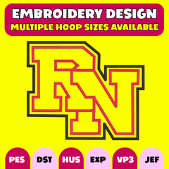 ❤️🩺RN Varsity Monogram Embroidery Design – Digital Download