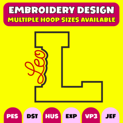 ✨Leo L Varsity Letter Embroidery Design – Digital Download