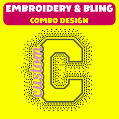 Custom Knockout Letter With Bling Embroidery File | Personalized Digitized Design