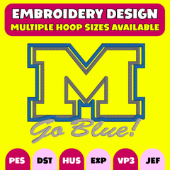💙 Go Blue Applique Embroidery Design