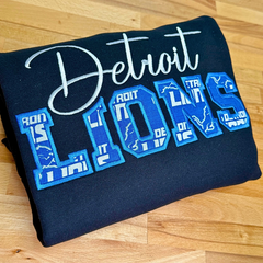 Detroit Lions Custom Embroidered Hoodie | Personalized Football Appliqué Sweatshirt | Game Day Apparel